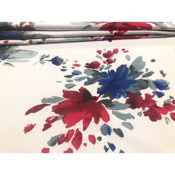 Cotton Fabric - Big Painted Flowers