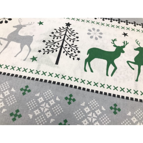 Cotton Fabric - Christmas Sweater Reindeer Green
