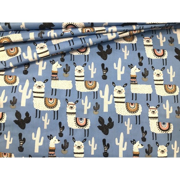 Cotton Fabric - Mexican Alpaca Blue