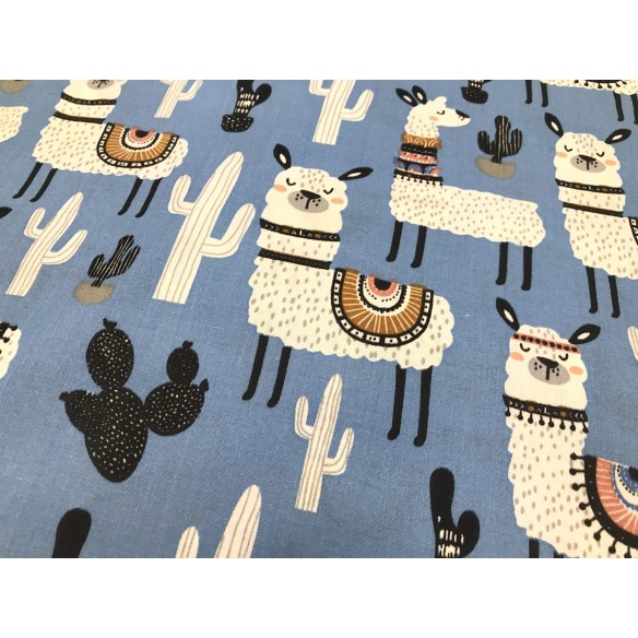 Cotton Fabric - Mexican Alpaca Blue