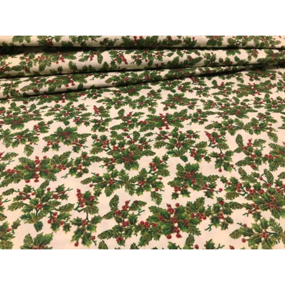 Cotton Fabric - Christmas Decorations Beige