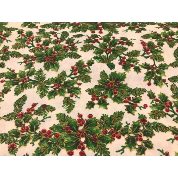 Cotton Fabric - Christmas Decorations Beige