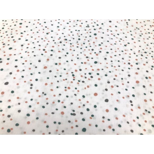 Cotton Fabric - Beige-Green Dots