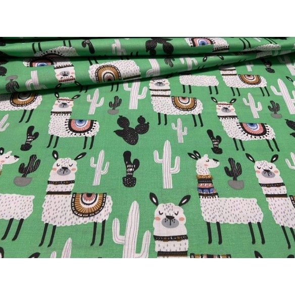 Cotton Fabric - Mexican Alpaca Green