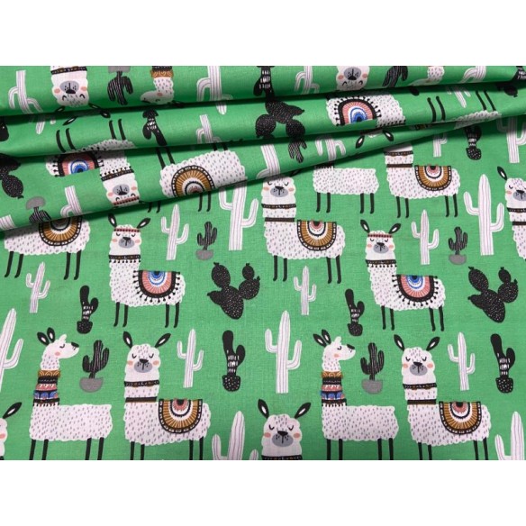 Cotton Fabric - Mexican Alpaca Green