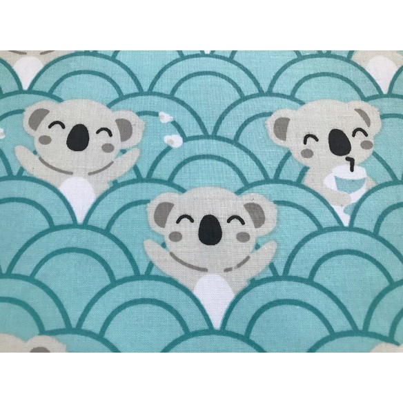 Cotton Fabric - Mint Koalas in the Cinema