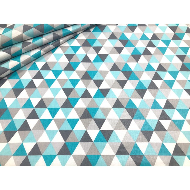 Cotton Fabric - Small Turquoise Ice Pyramids