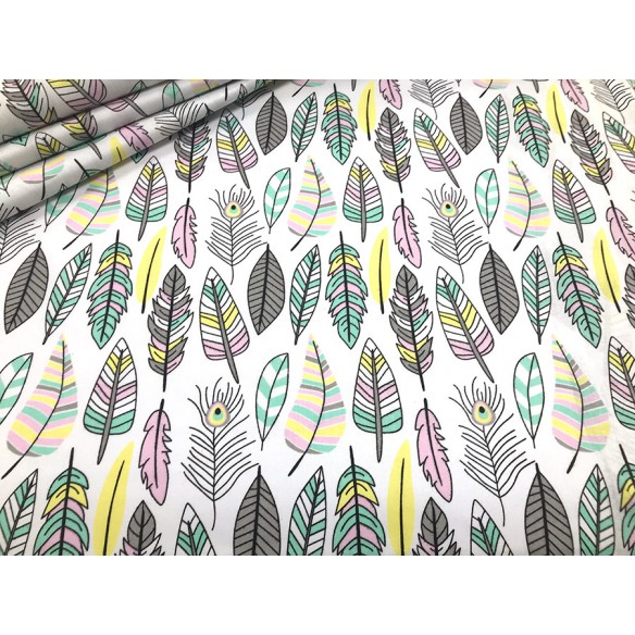 Cotton Fabric - Pastel Feathers