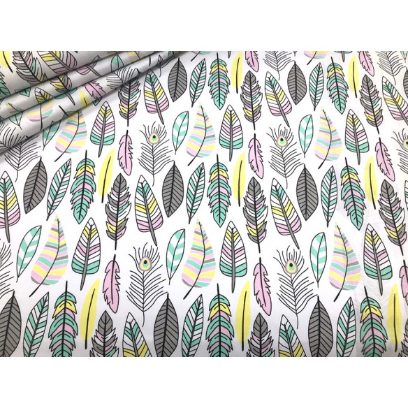 Cotton Fabric - Pastel Feathers