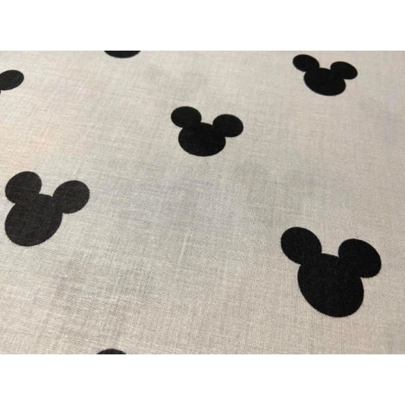 Cotton Fabric - Yellow-Black Mickey Mouse on Grey