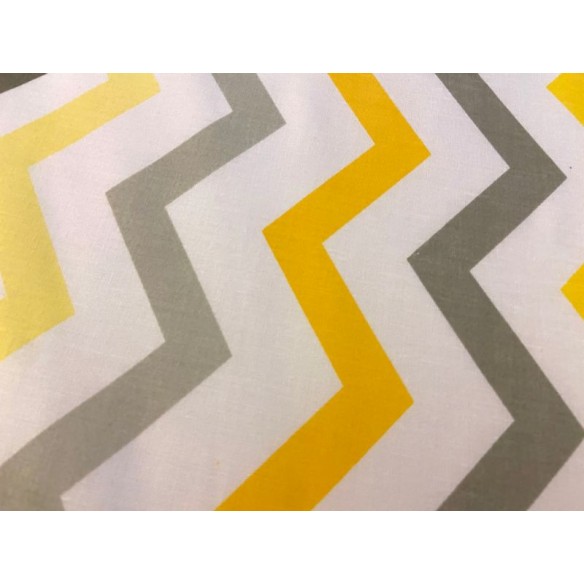 Cotton Fabric - Yellow-Grey Zigzag