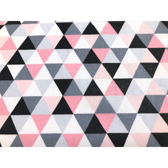 Cotton Fabric - Small Pink Pyramids