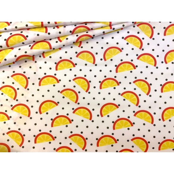 Cotton Fabric - Lemons and Dots