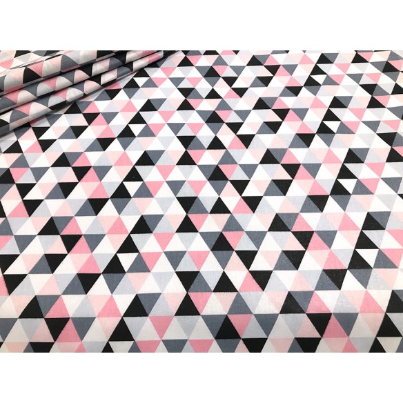 Cotton Fabric - Small Pink Pyramids