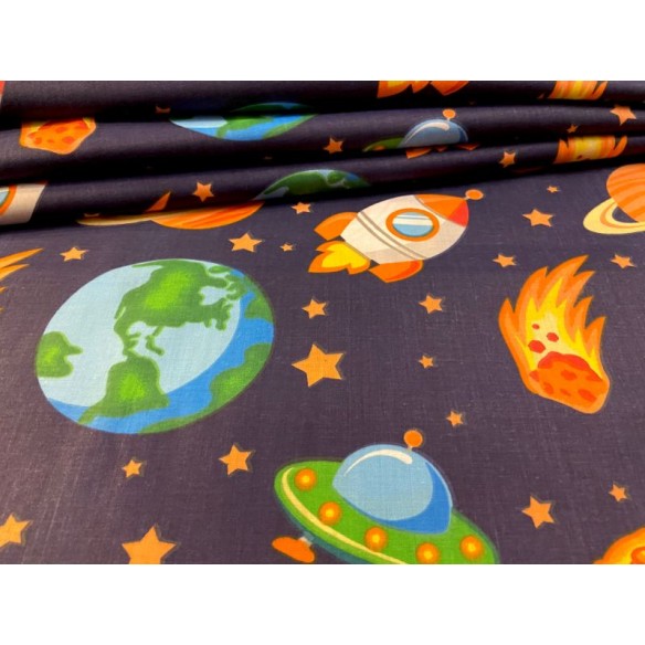 Cotton Fabric - Space and Planets