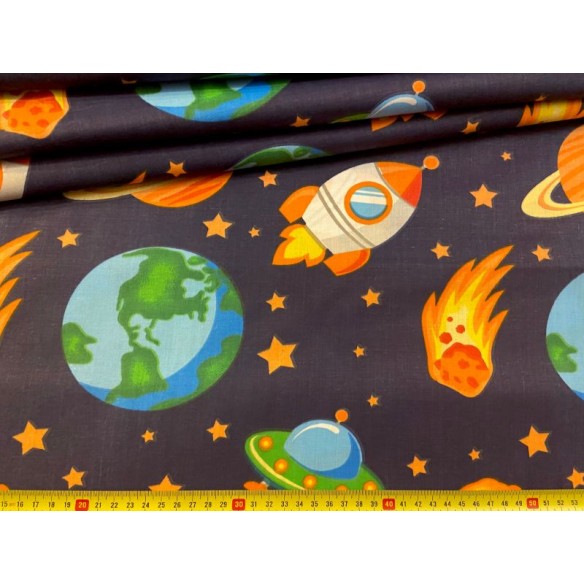 Cotton Fabric - Space and Planets