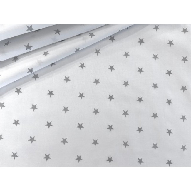 Cotton Fabric - Grey Stars on White