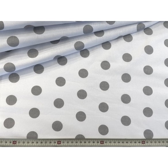 Cotton Fabric - Grey Dots on White