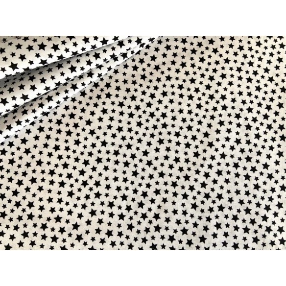 Cotton Fabric - Mini Black Stars on White
