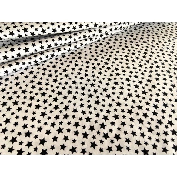 Cotton Fabric - Mini Black Stars on White