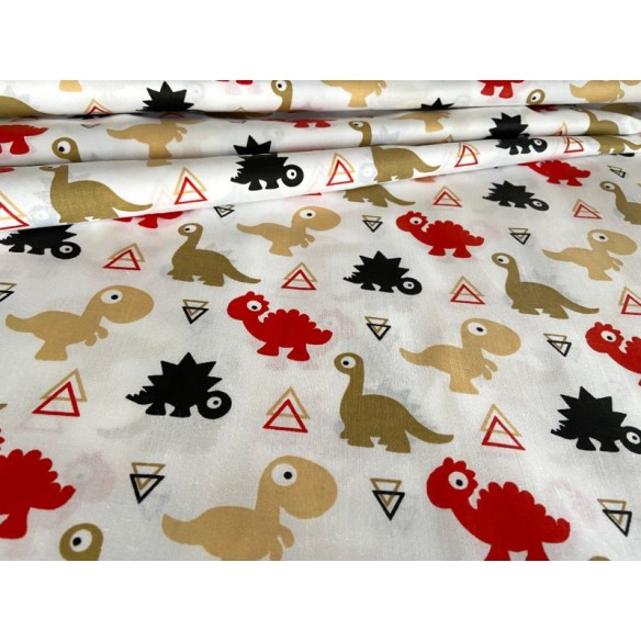 Cotton Fabric - Mini Red Dinosaurs