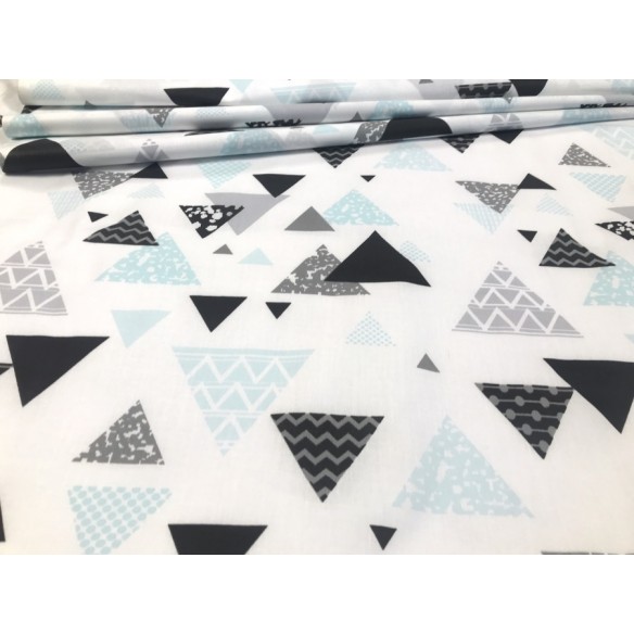 Cotton Fabric - Pyramids and Triangles Mint