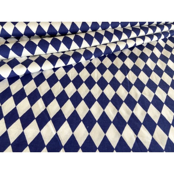 Cotton Fabric - Harlequin Diamonds Navy Blue