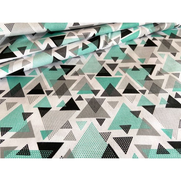 Cotton Fabric - Triangle Crystals Mint