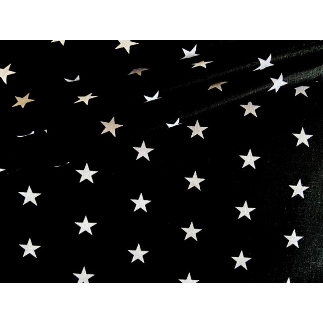 Cotton Fabric - White Stars on Black