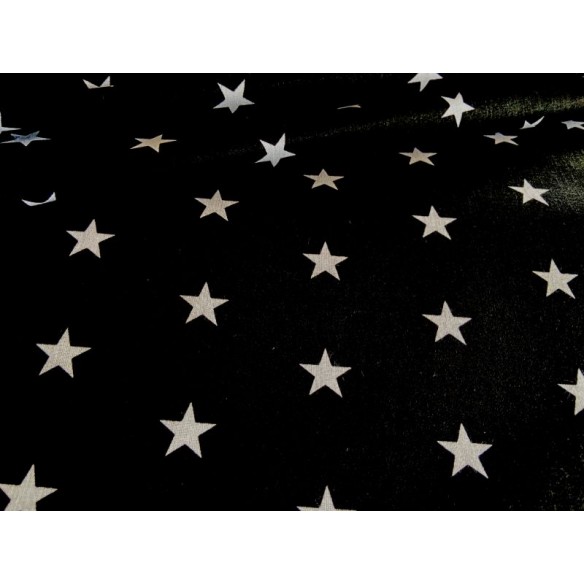 Cotton Fabric - White Stars on Black