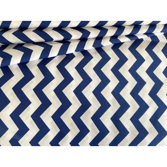 Cotton Fabric - Navy Blue Zigzag