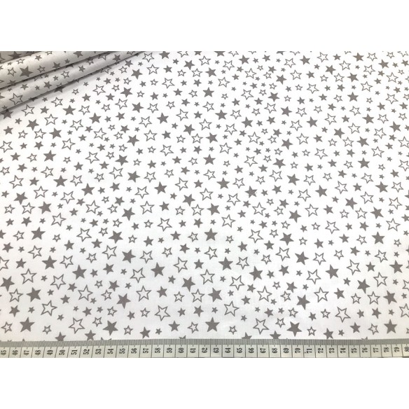 Cotton Fabric - Mini Galaxy Stars on White Background