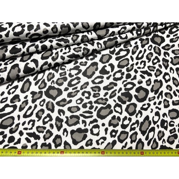 Cotton Fabric - Leopard Print on White