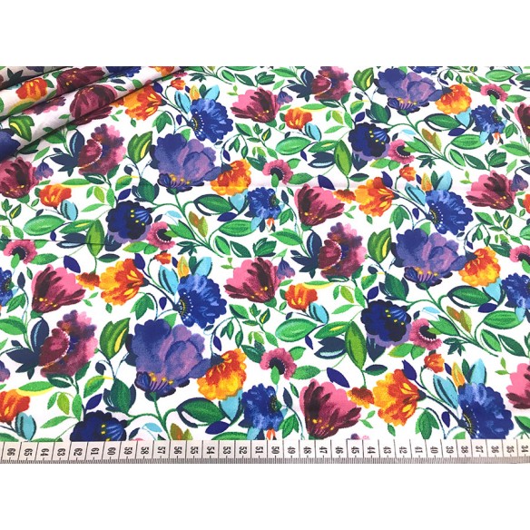 Cotton Fabric - Painted Flowers