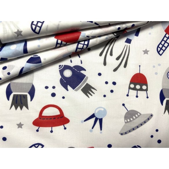 Cotton Fabric - Space on White