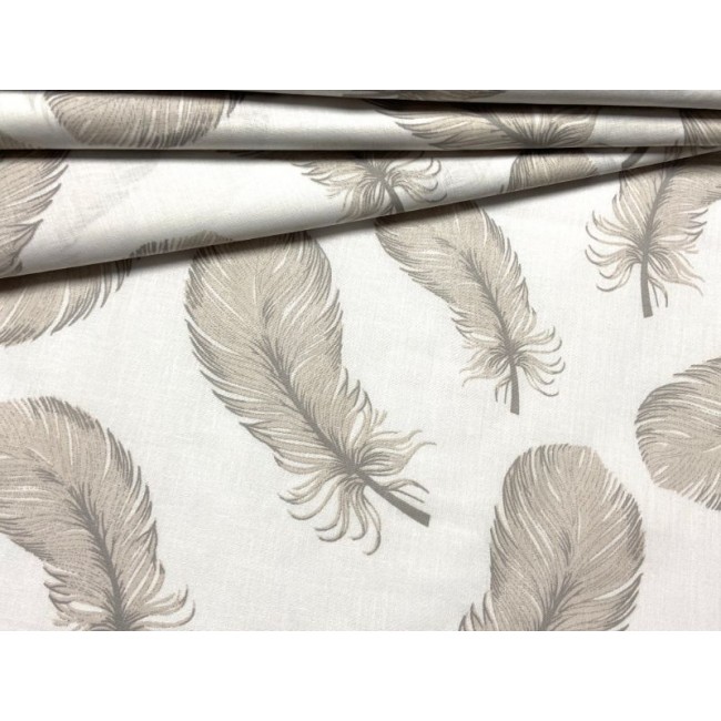 Cotton Fabric - Beige Feathers