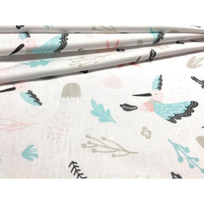 Cotton Fabric - Pastel Hummingbird