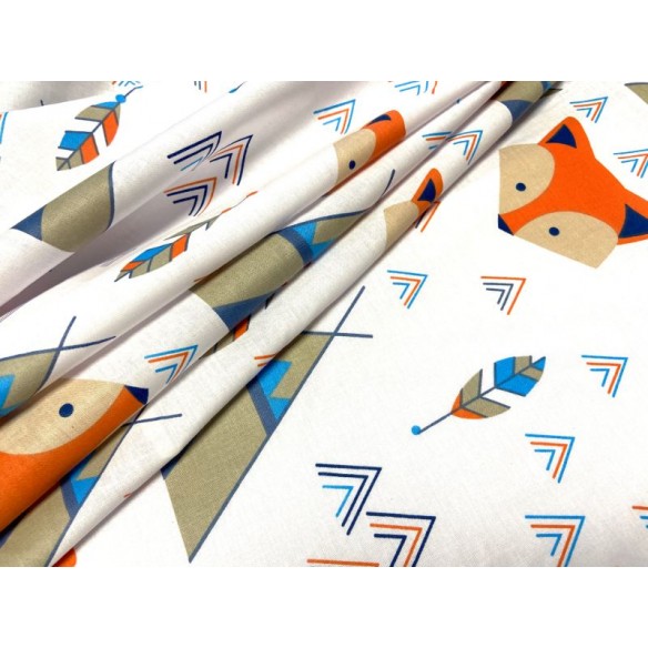 Cotton Fabric - Foxes and Teepee