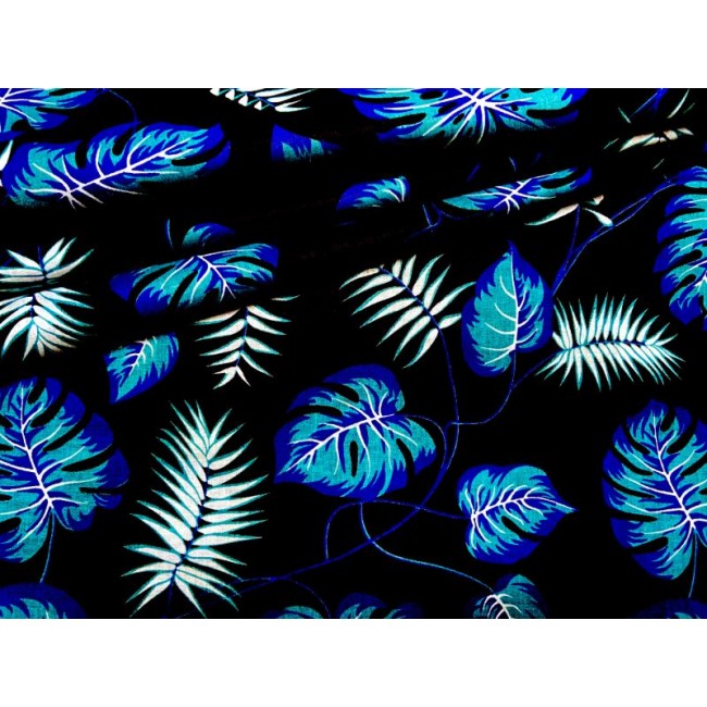 Cotton Fabric - Mini Monstera Jungle Blue
