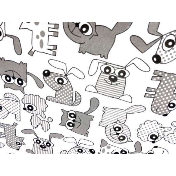 Cotton Fabric - Cartoon Cat and Dog