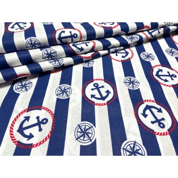 Cotton Fabric - Nautical Compass