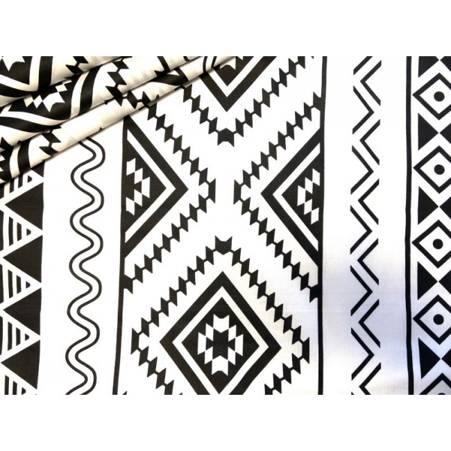 Cotton Fabric - Aztec Pattern Black