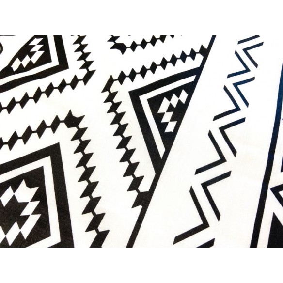 Cotton Fabric - Aztec Pattern Black