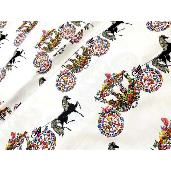 Cotton Fabric - Horses and Carriages