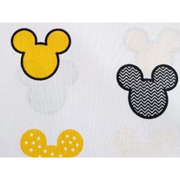 Cotton Fabric - Mickey Mouse Patterns Yellow on White