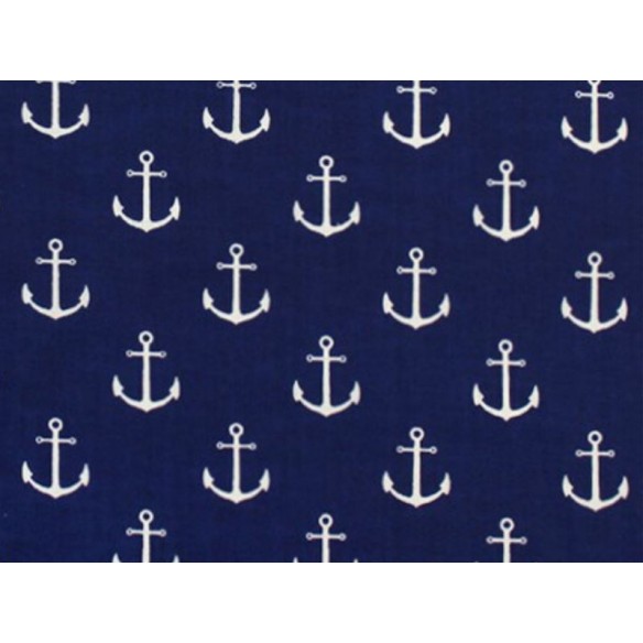 Cotton Fabric - Small Anchors Navy Blue
