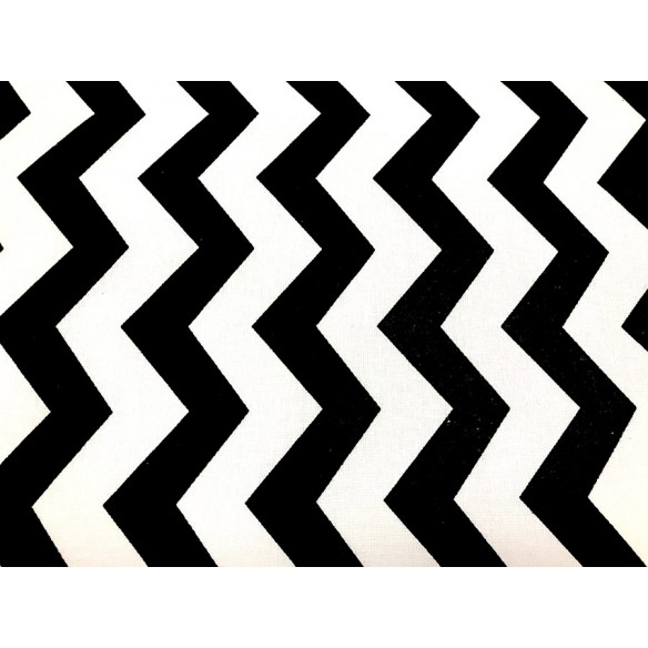 Katoenstof - Zwarte zigzag chevron