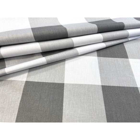 Cotton Fabric - Big Grey Grid