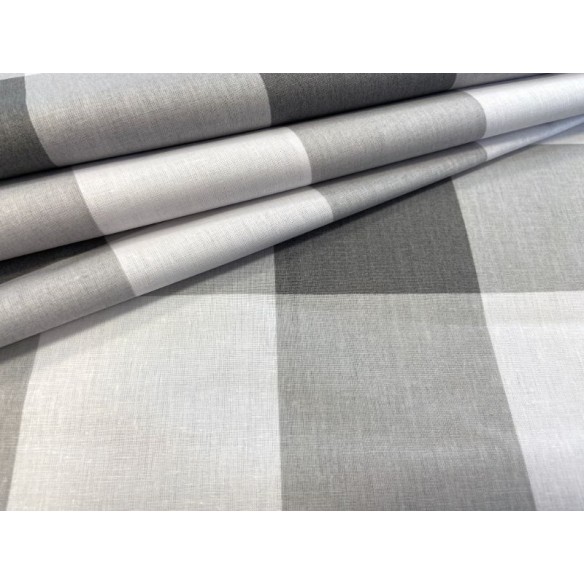 Cotton Fabric - Big Grey Grid
