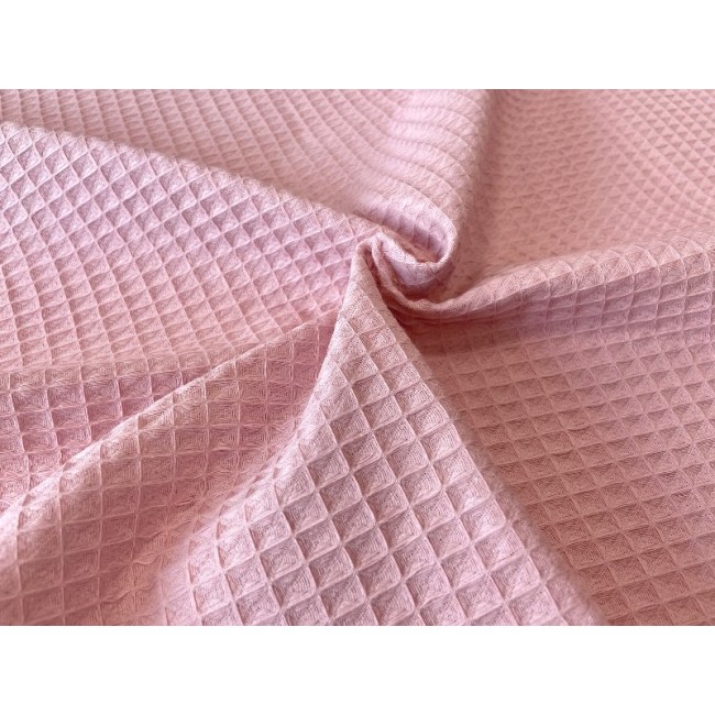 Bavlněná vaflová tkanina – špinavě růžová
